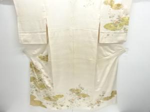 雲に草花模様刺繍訪問着